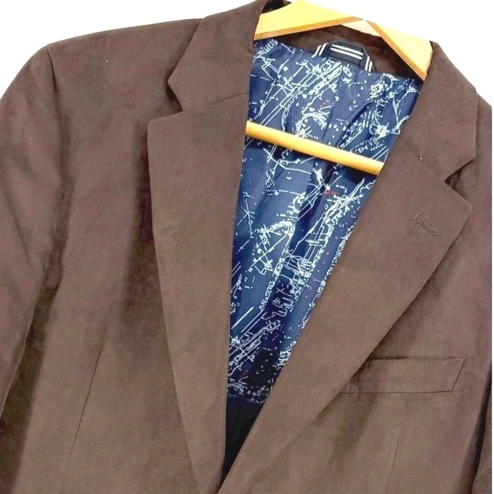 Nautica Branfort Suede Feel Jacket Coat Blazer Men's 40R Brown Two Button Career